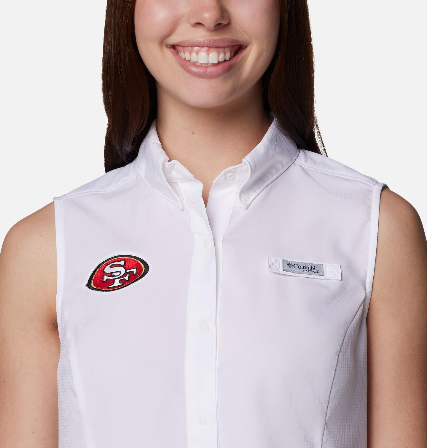 Женская рубашка Columbia PFG Tamiami Sleeveless Shirt - San Franscisco 49ers, цвет: Белый — фото 4