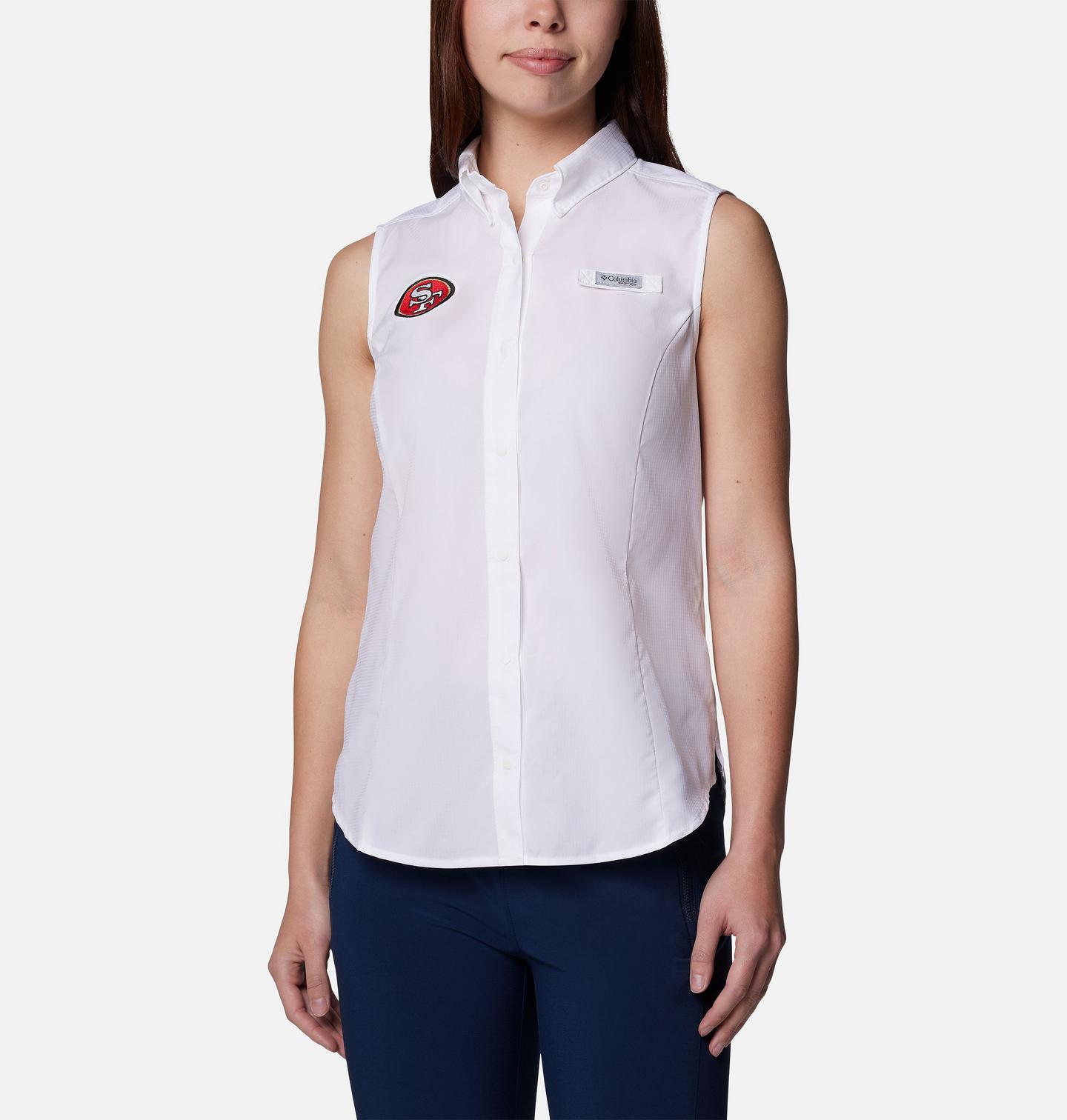 Женская рубашка Columbia PFG Tamiami Sleeveless Shirt - San Franscisco 49ers, цвет: Белый — фото 1