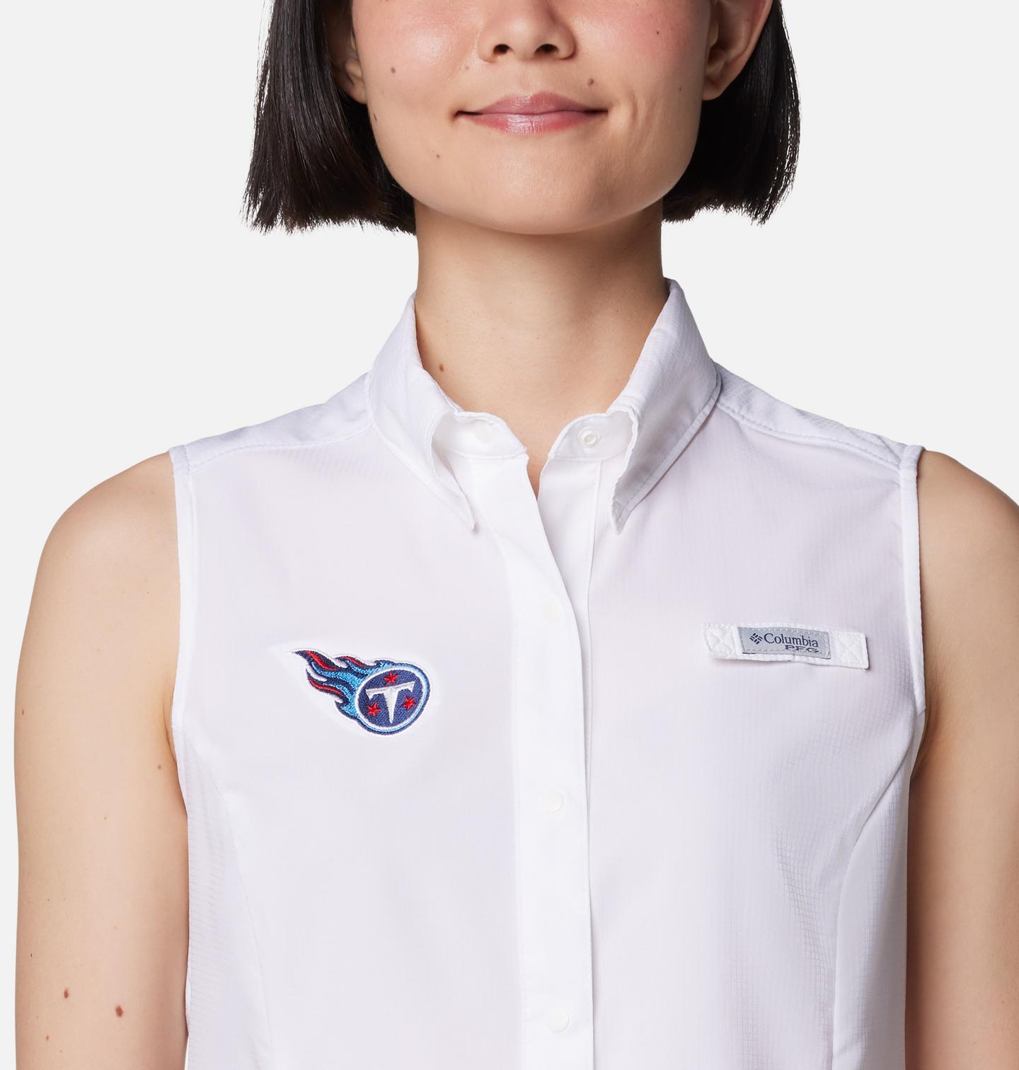 Женская рубашка Columbia PFG Tamiami Sleeveless Shirt - Tennessee Titans, цвет: Белый — фото 3
