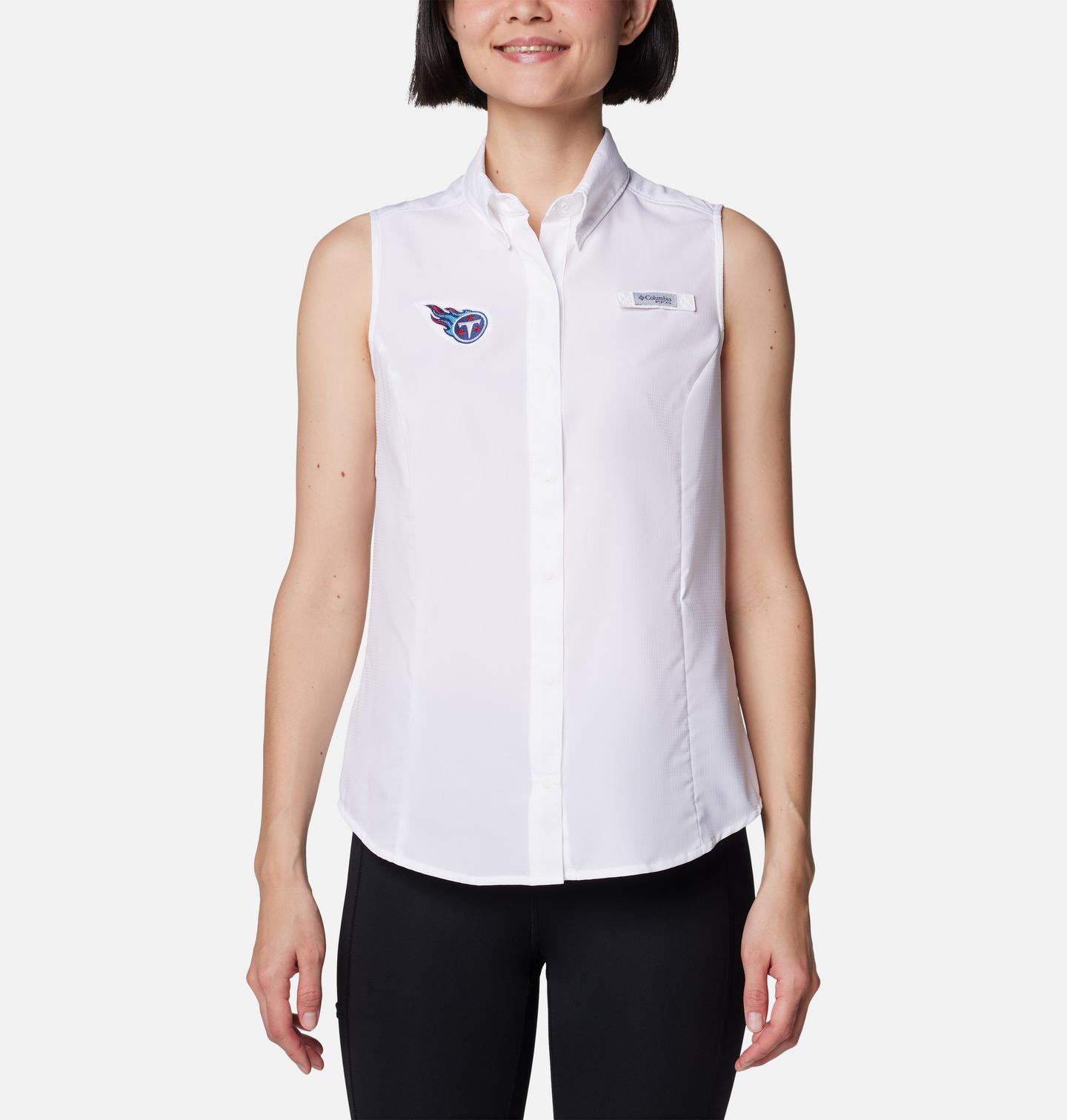 Женская рубашка Columbia PFG Tamiami Sleeveless Shirt - Tennessee Titans, цвет: Белый — фото 1