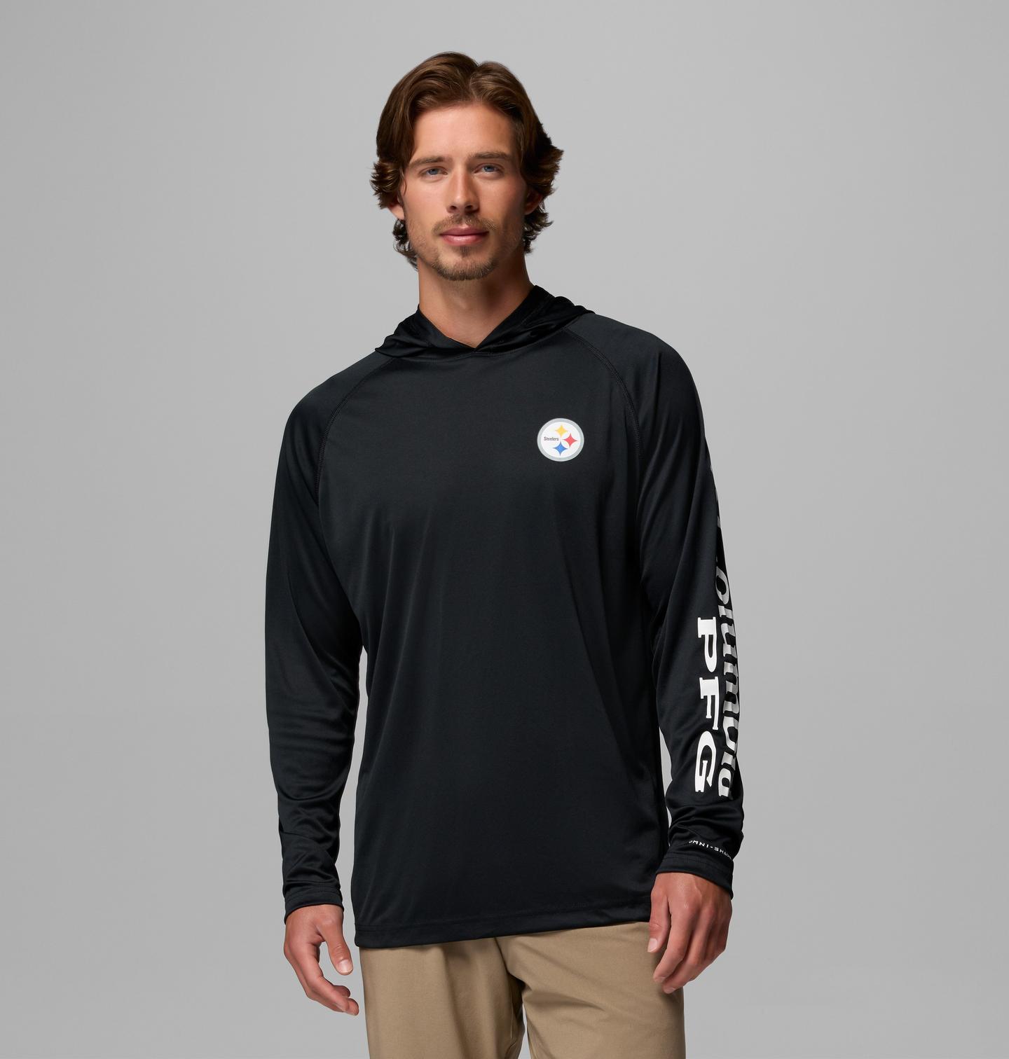 Мужское худи Columbia NFL Pfg Terminal Tackle™ Pittsburgh Steelers, цвет: Чёрный — фото 1