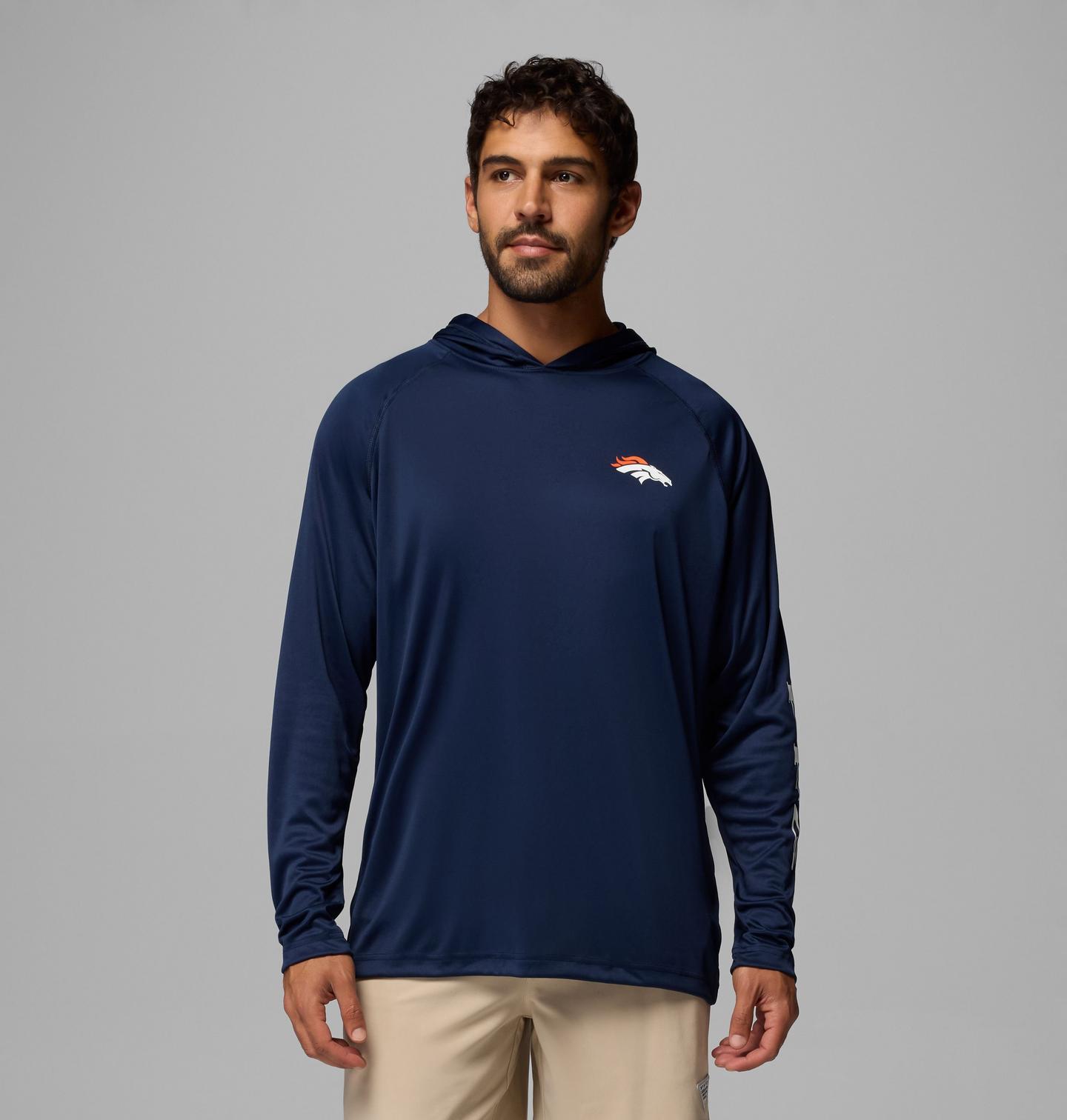 Мужское худи Columbia NFL Pfg Terminal Tackle™ Denver Broncos, цвет: Тёмно-синий — фото 1
