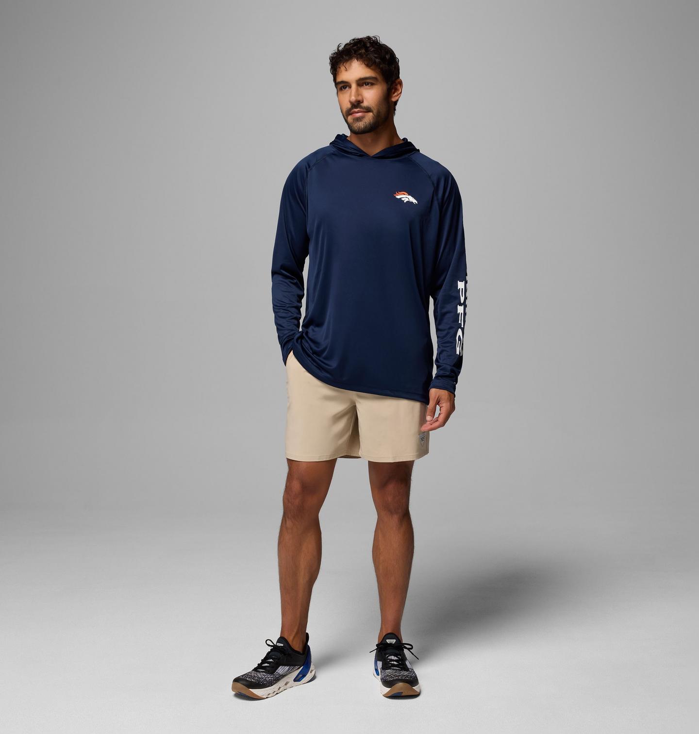 Мужское худи Columbia NFL Pfg Terminal Tackle™ Denver Broncos, цвет: Тёмно-синий — фото 2