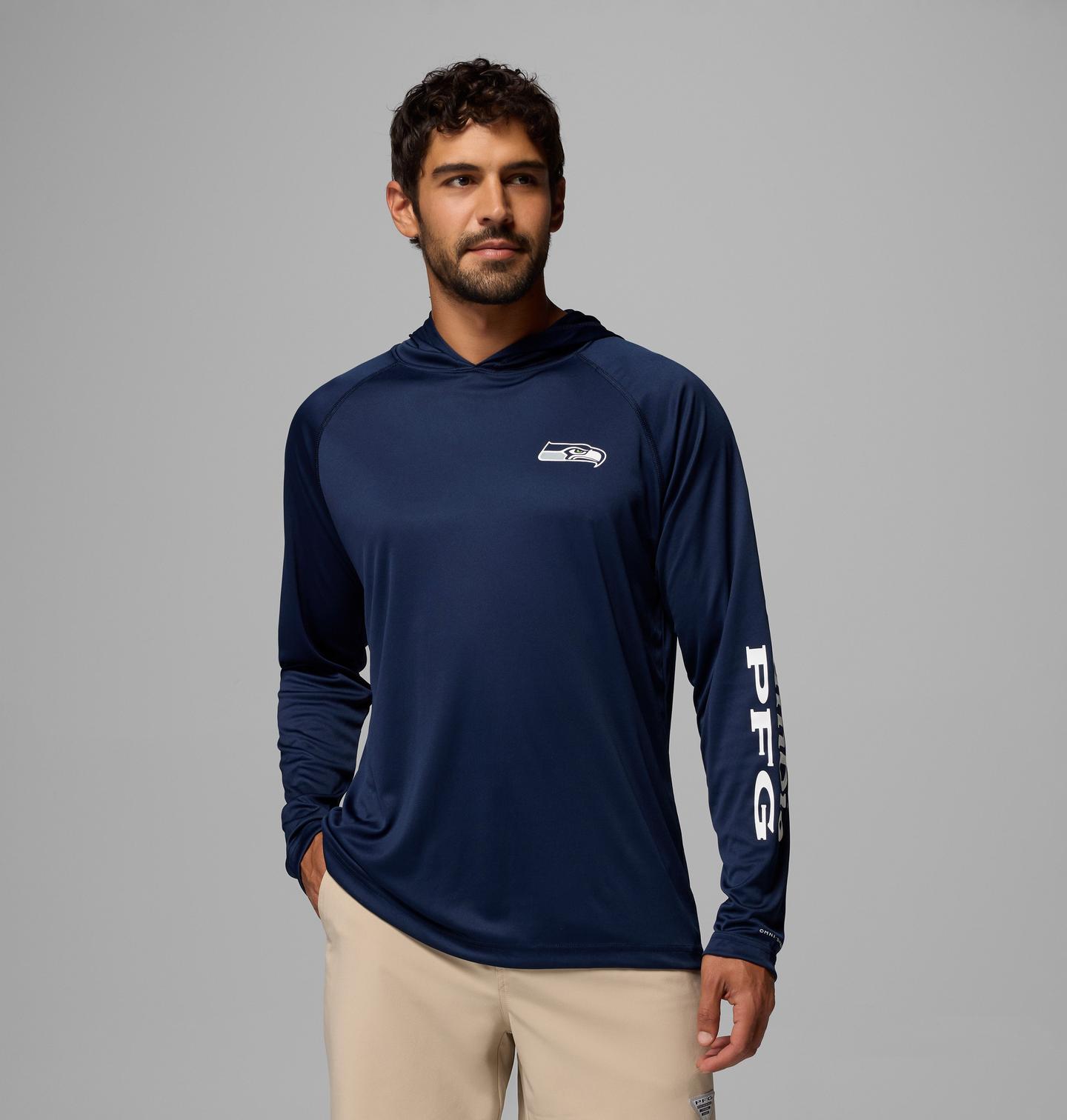 Мужское худи Columbia NFL Pfg Terminal Tackle™ Seattle Seahawks, цвет: Тёмно-синий — фото 1