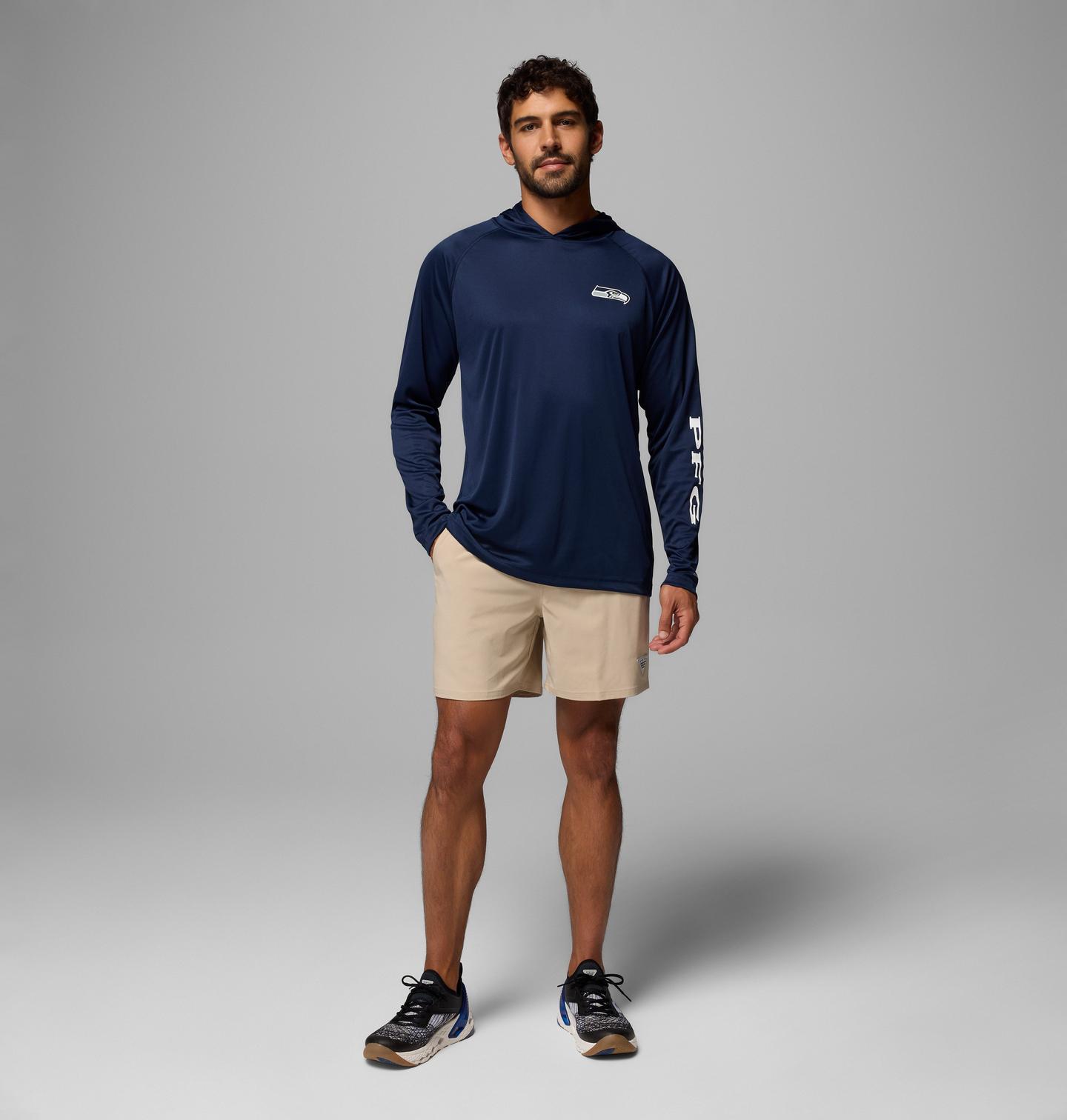Мужское худи Columbia NFL Pfg Terminal Tackle™ Seattle Seahawks, цвет: Тёмно-синий — фото 2