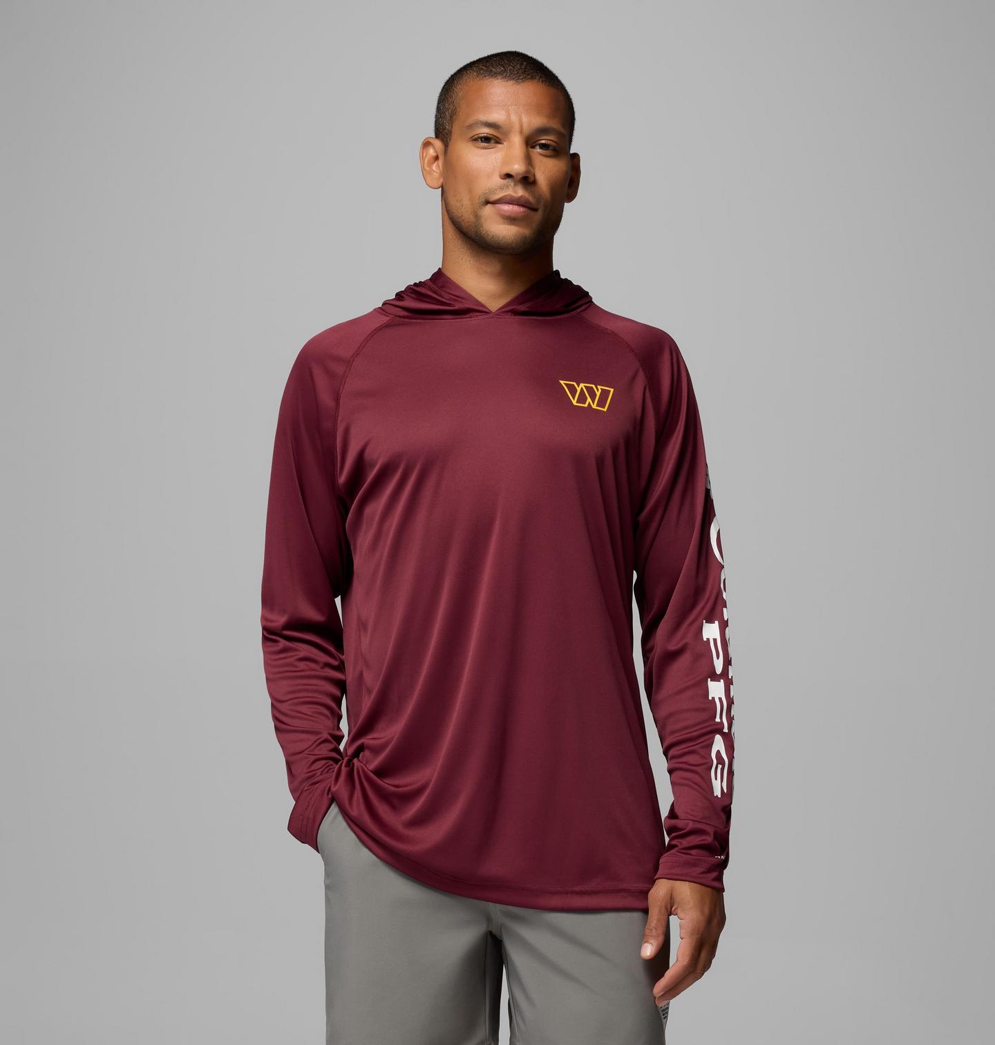 Мужское худи Columbia NFL Pfg Terminal Tackle™ Washington Commanders, цвет: Бордовый — фото 1