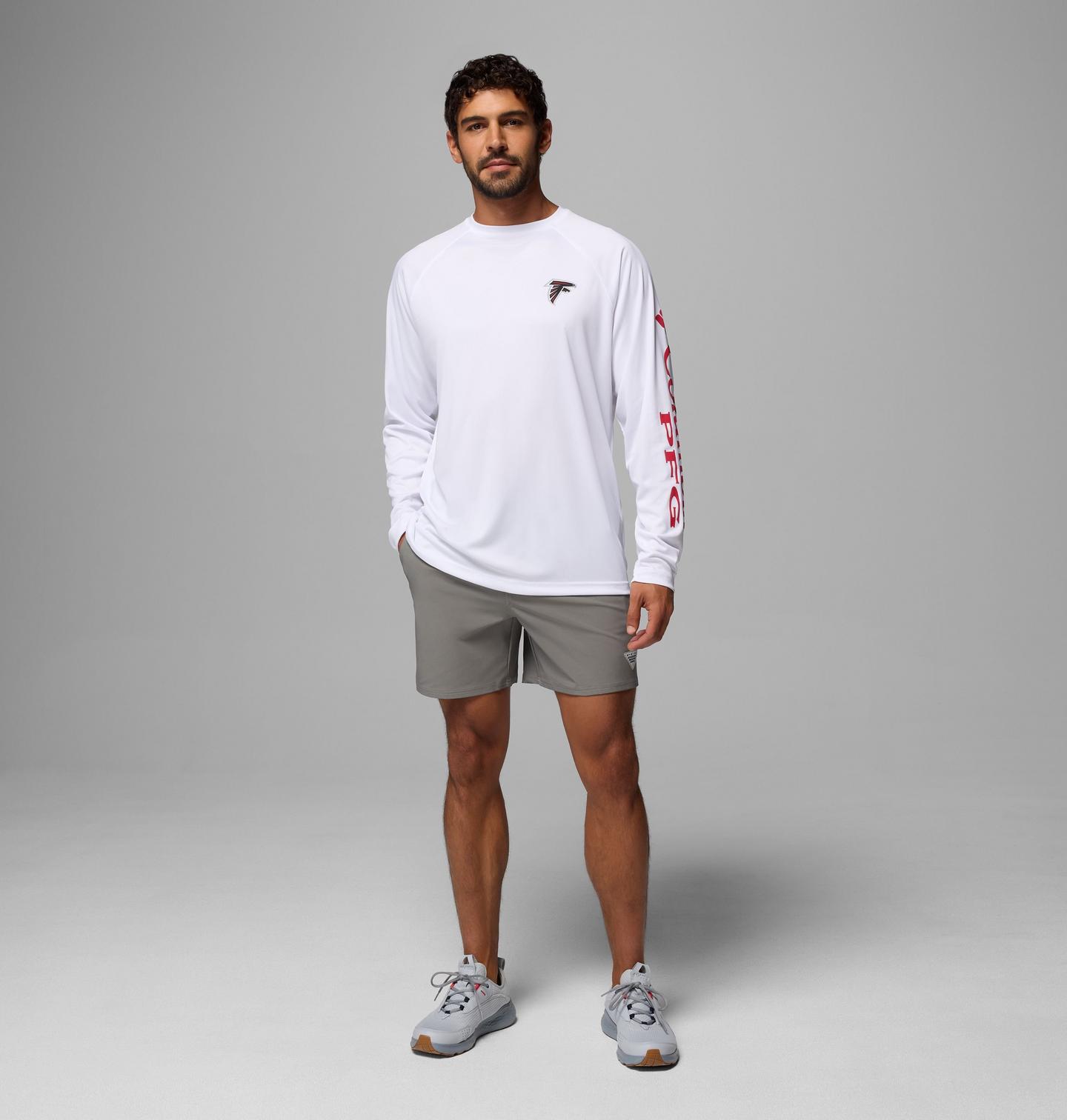 Мужская рубашка Columbia NFL Pfg Terminal Tackle™ Long Sleeve Shirt Atlanta Falcons, цвет: Белый / Красный — фото 2