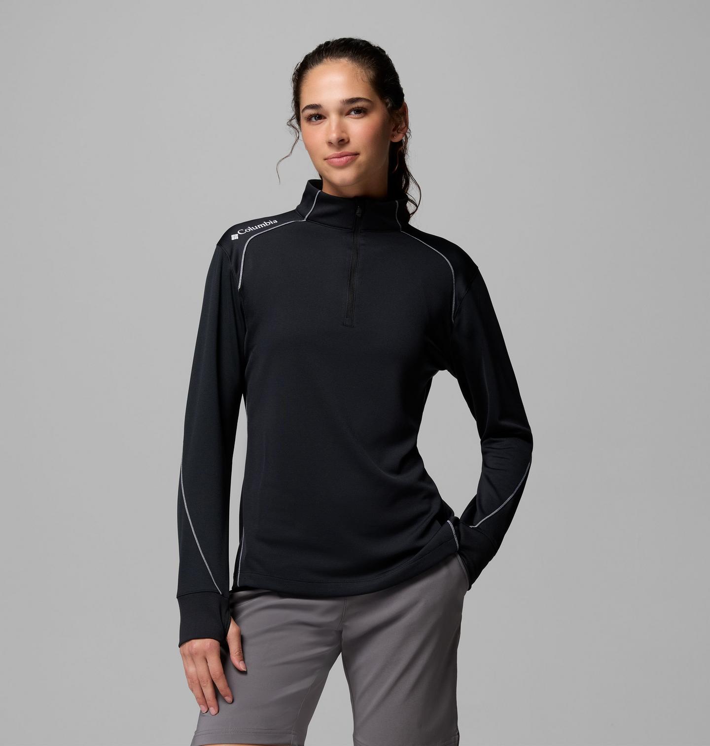 Женский свитер Columbia Omni-Wick Shotgun Quarter Zip 2.0 Pullover, цвет: Чёрный — фото 1