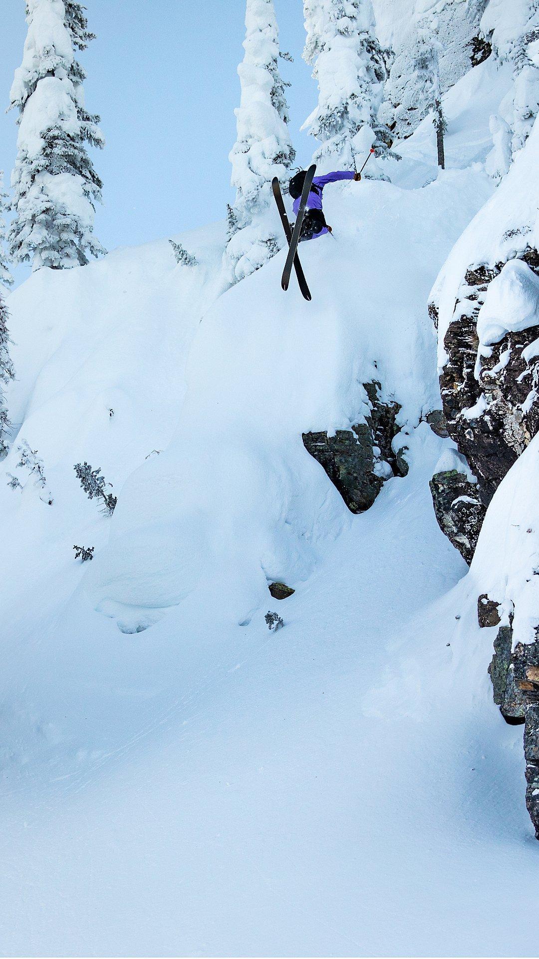 Hank Stowers styles a 3in the Canadian backcountry.