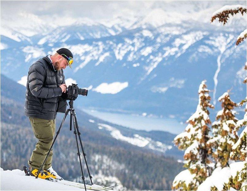 Director Ryan-Paul Collins behind the camera while on the mountain in backcountry of B.C.
