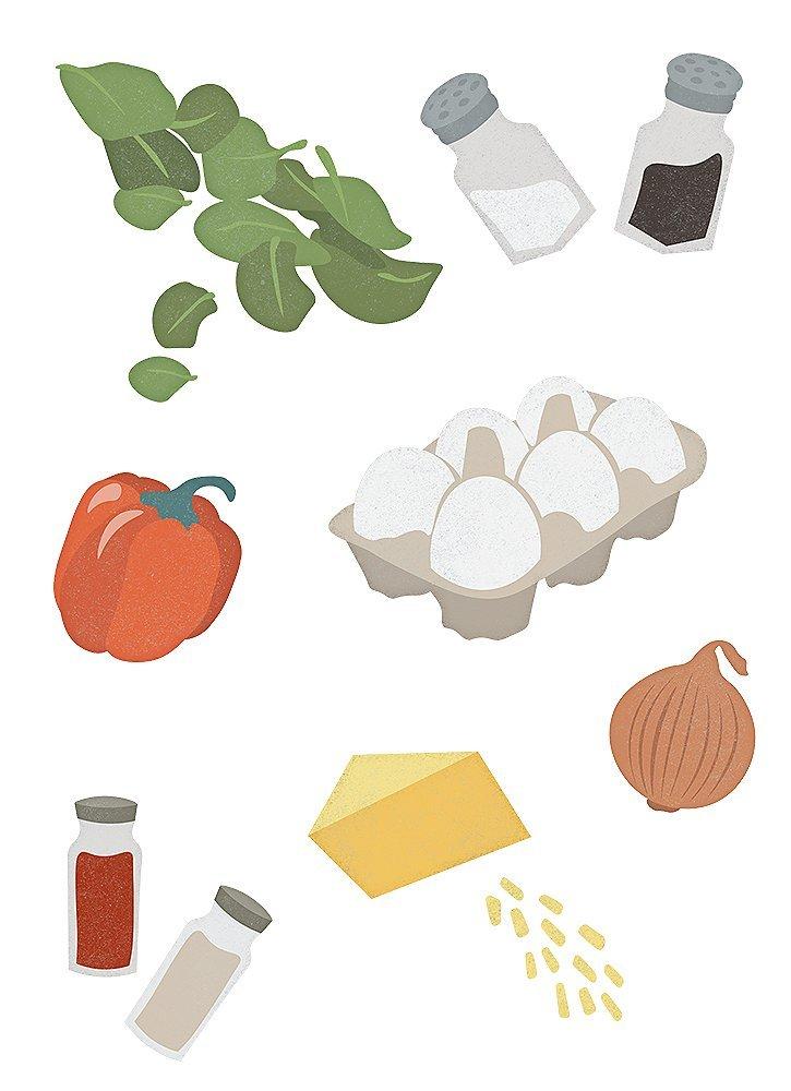 Illustrations of Egg Muffin ingredients
