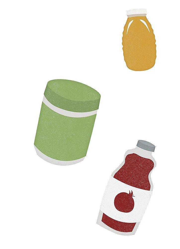Illustrations of energy gummies ingredients
