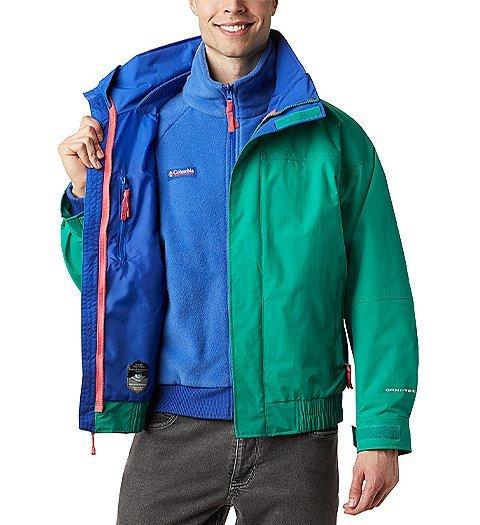 Man wearing an interchange Columbia jacket. 