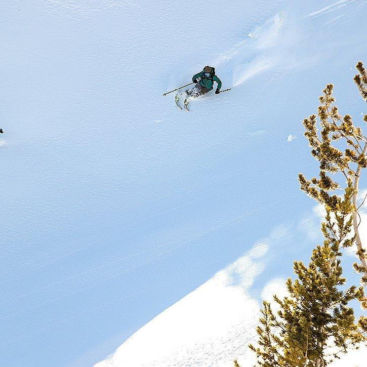 skiing down the mountain in the backcountry
