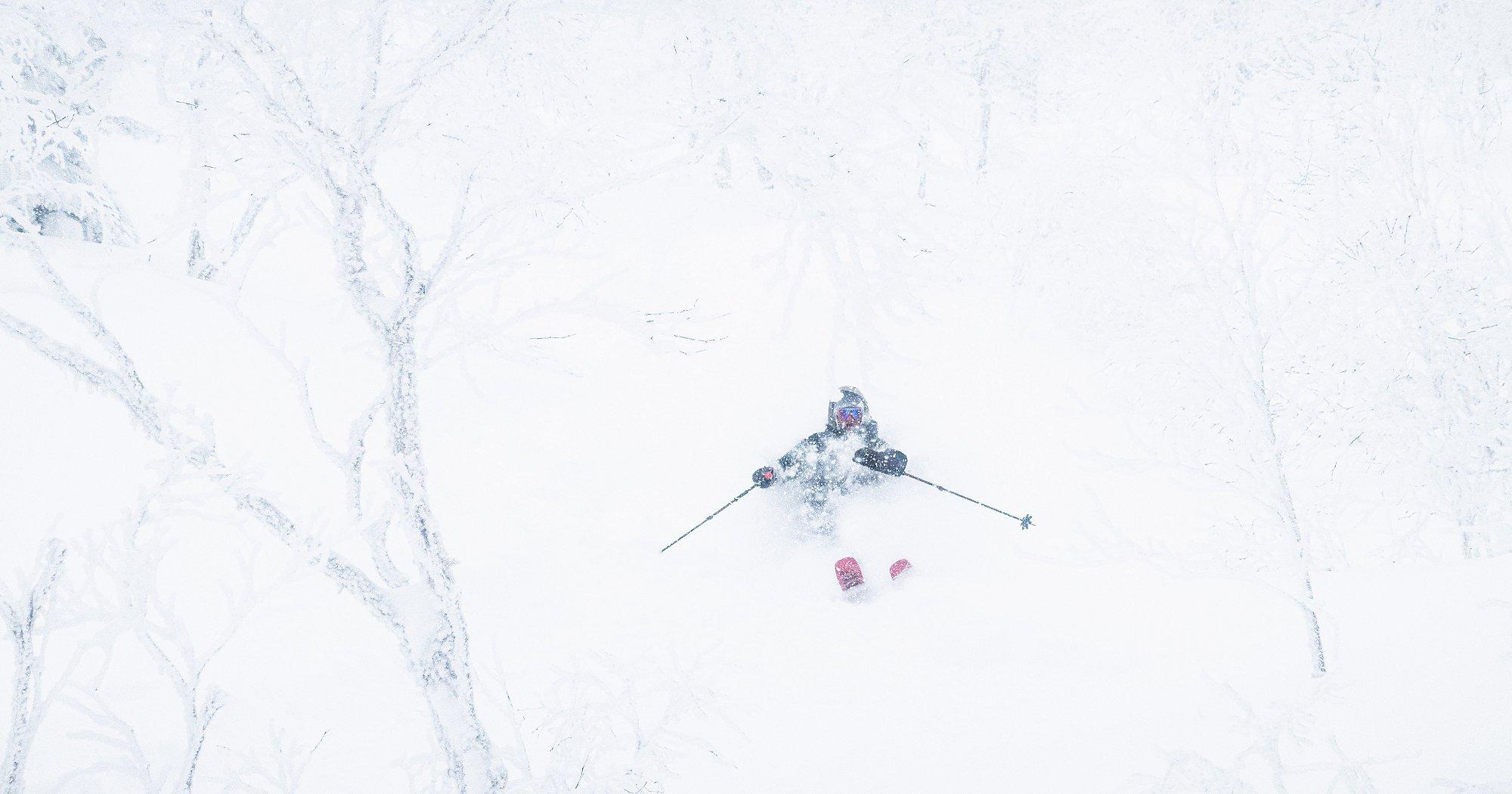 Skiing in deep powder.