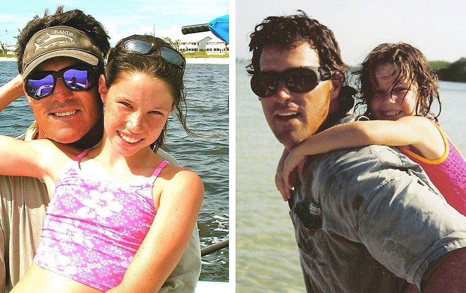 Wesley and her father pictured together near the water. 