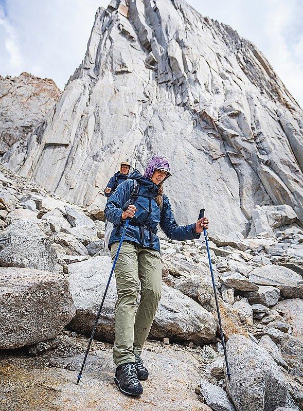 Two alpine climbers make their way on a trip in the high country.