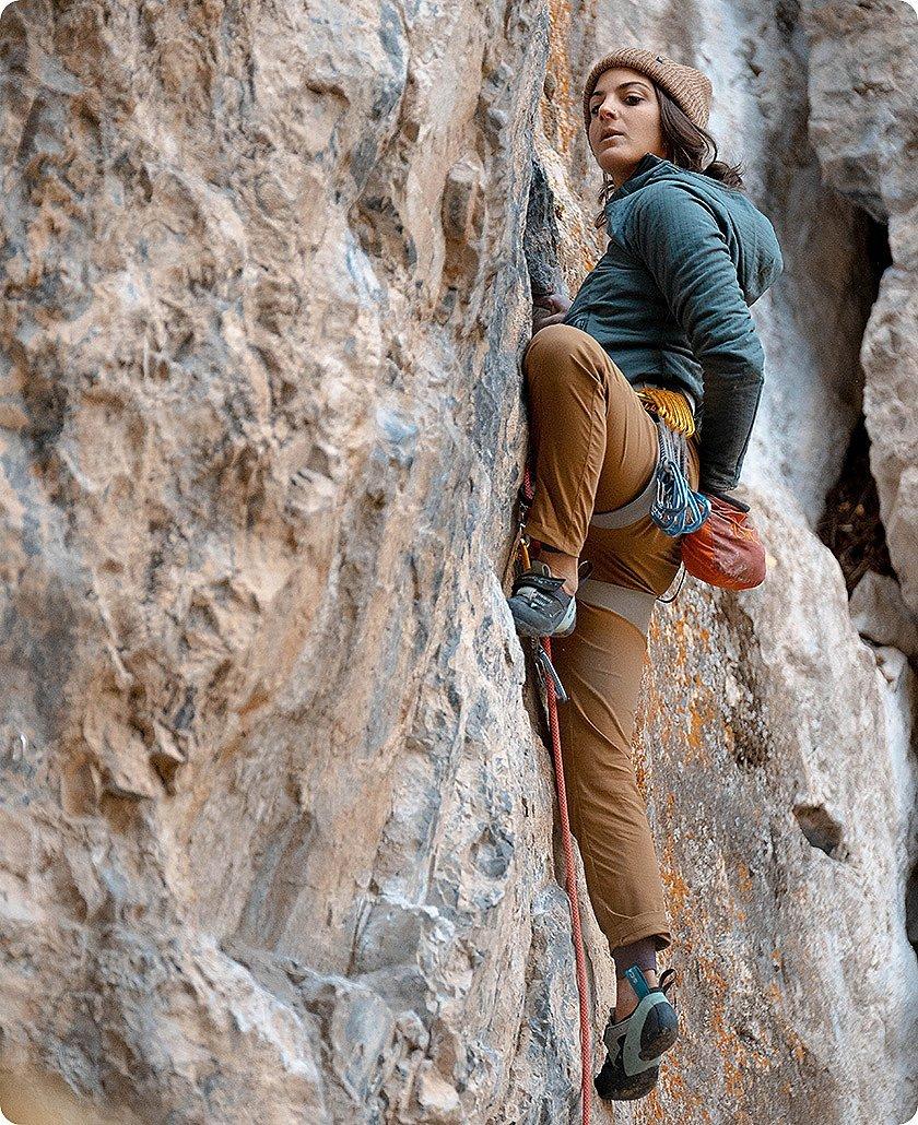 Shara climbing during the clinic