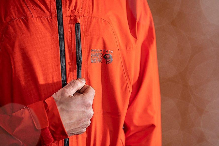 Center zip and chest pocket zipper are polyurethane-coated for added 			water resistance