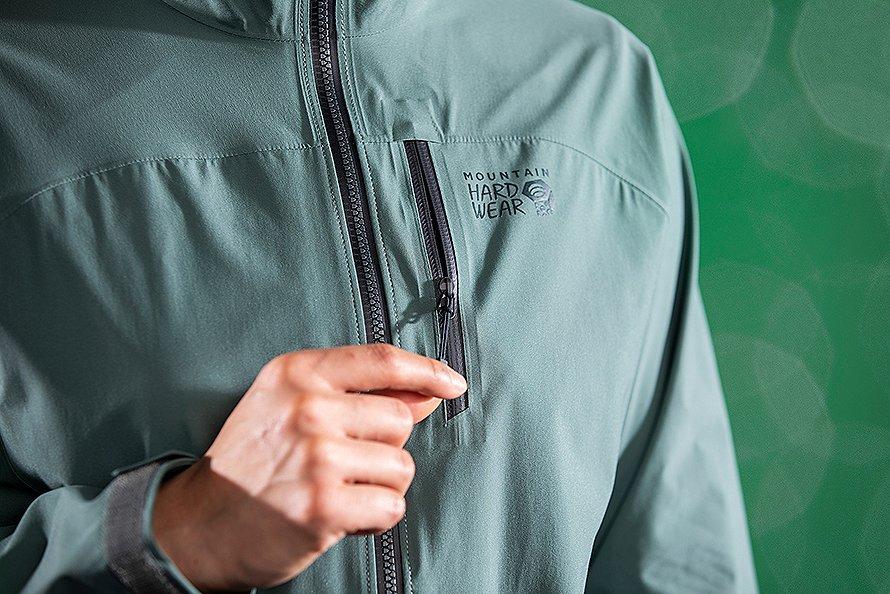 Zippered chest pocket secures keys, a wallet, and other daily essentials