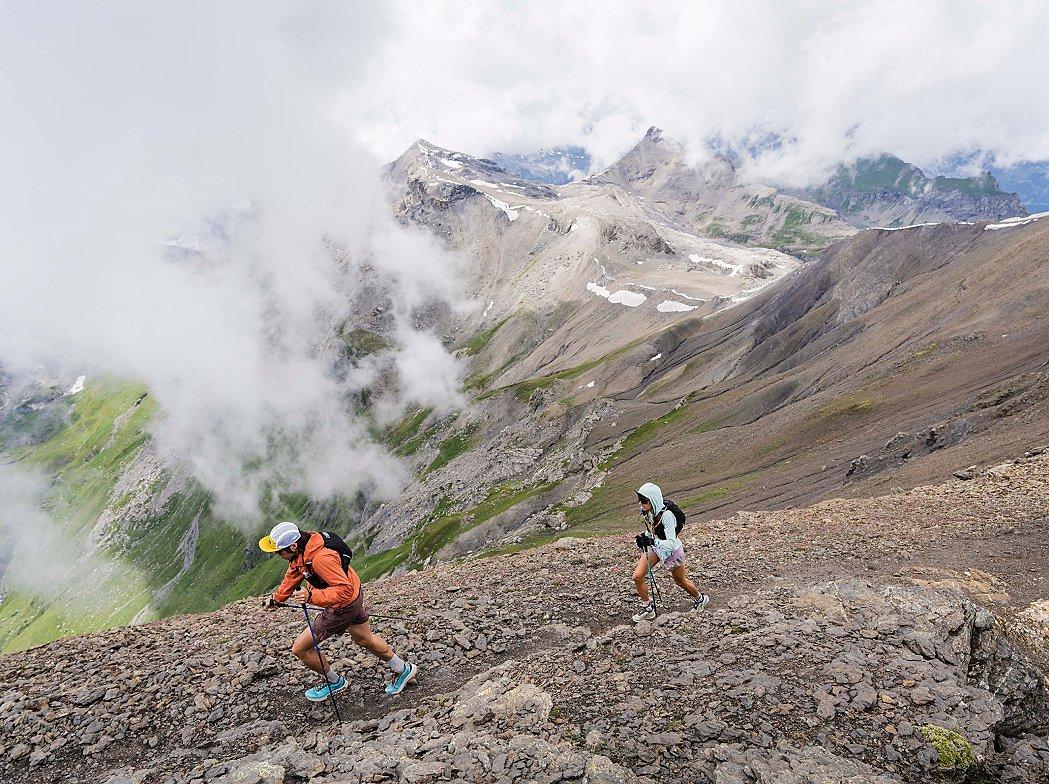 Lauren and Matt hiking in the Alps.