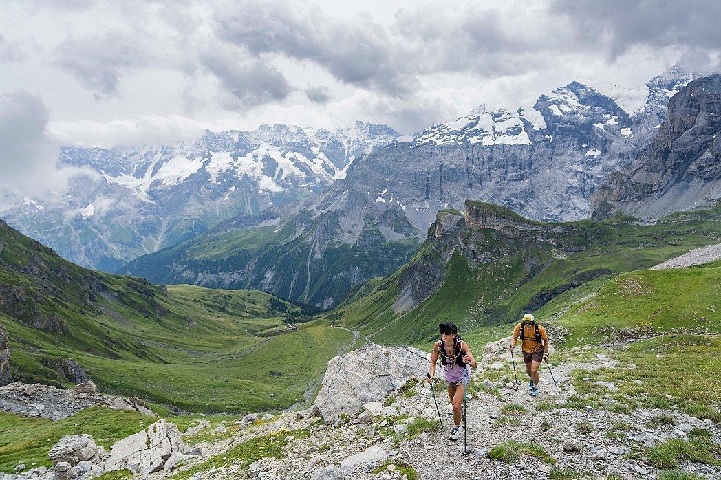 Lauren and Matt hiking in the Alps.