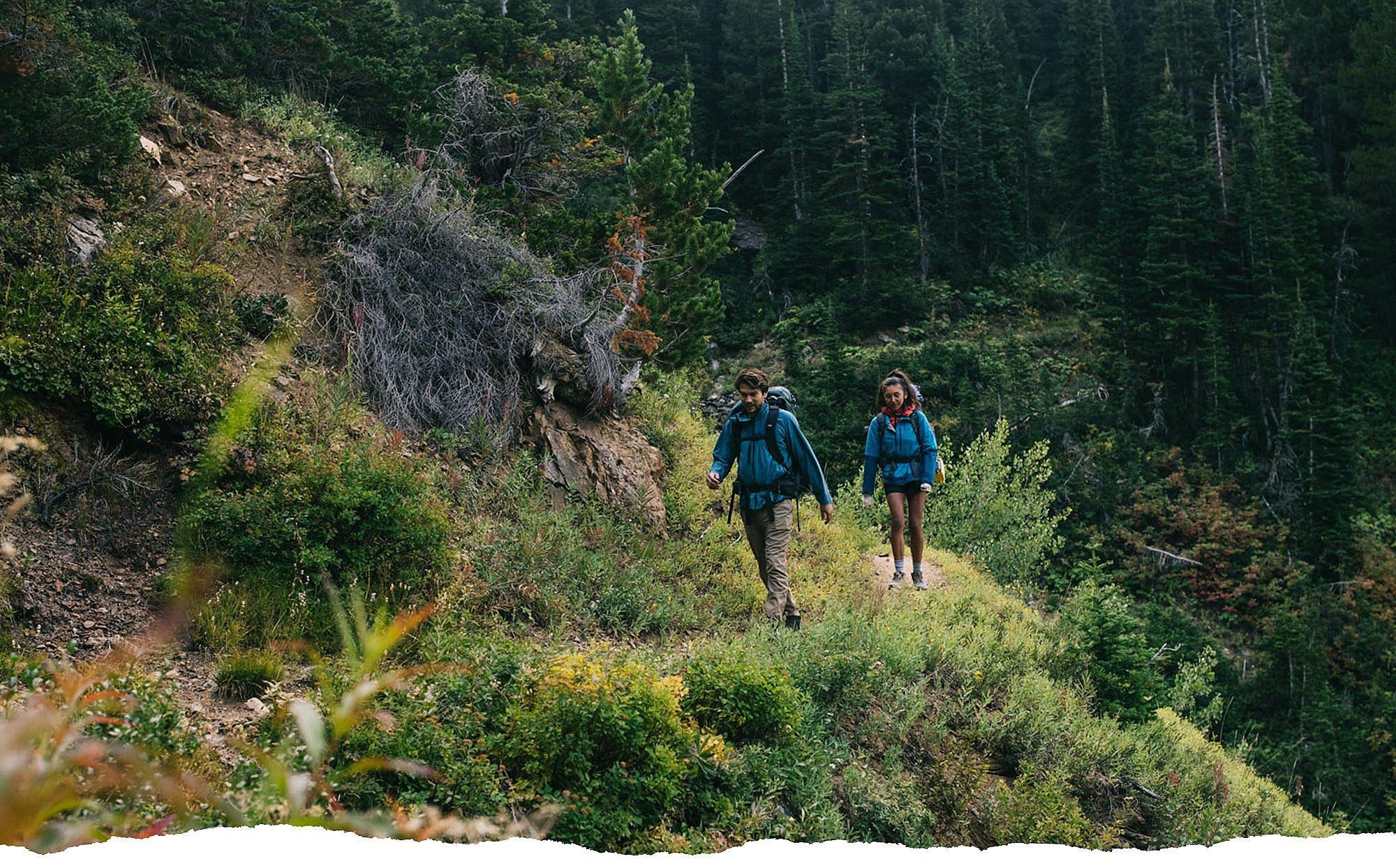backpackers in rainy conditions