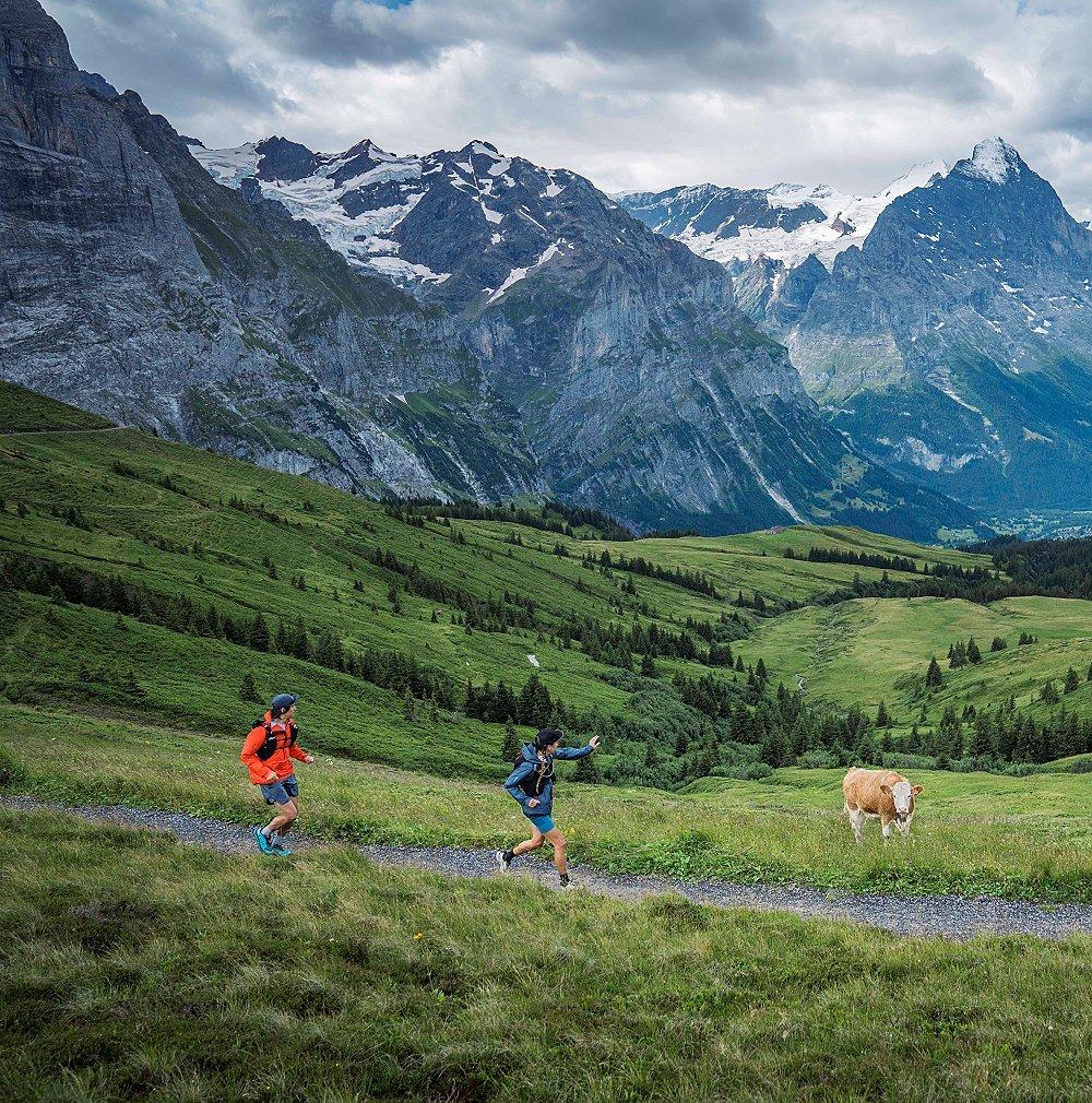 Trail running in the Alps.