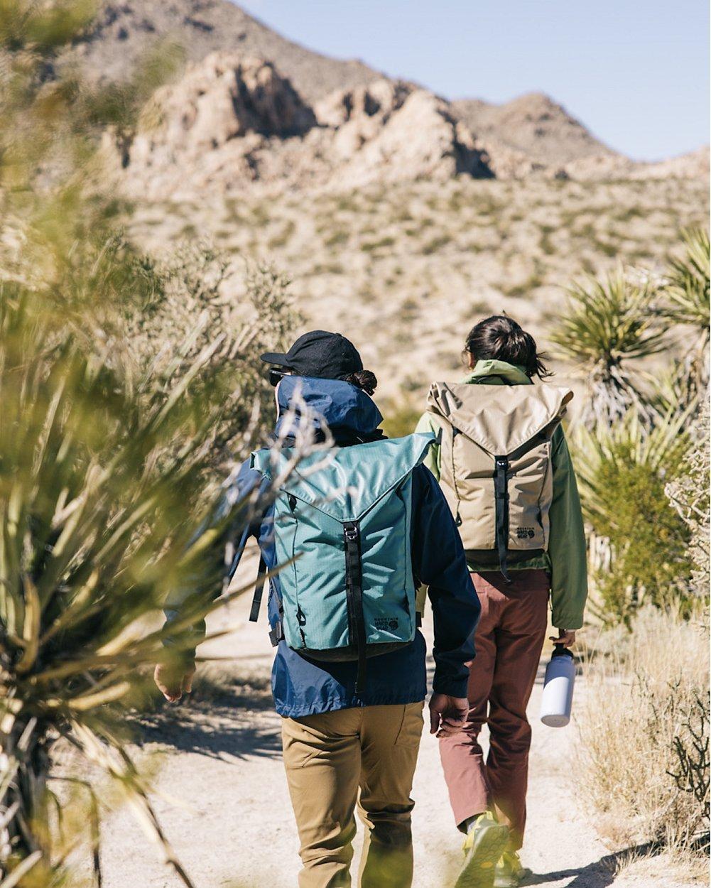 Two hikers in the desert.