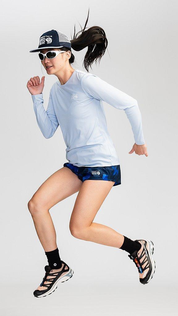 A studio shot of a trail running kit. 