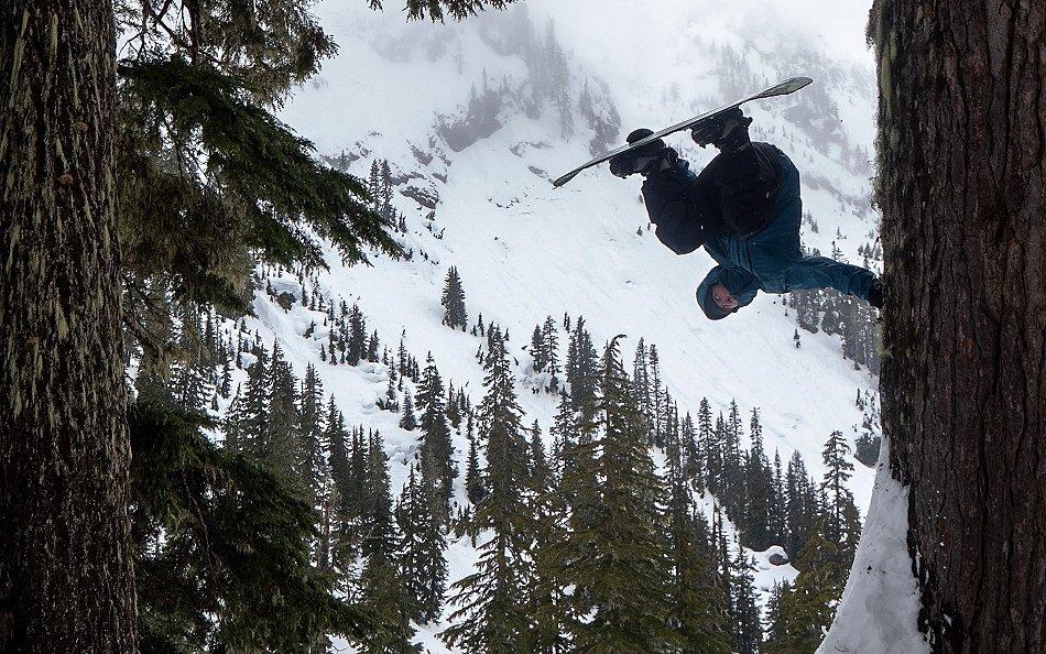 Hunter Knoll (he/him) flipping on skis