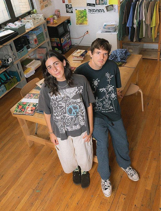 Julia Belamarich and Kyle Warfield from Extra Vitamins in their design studio.