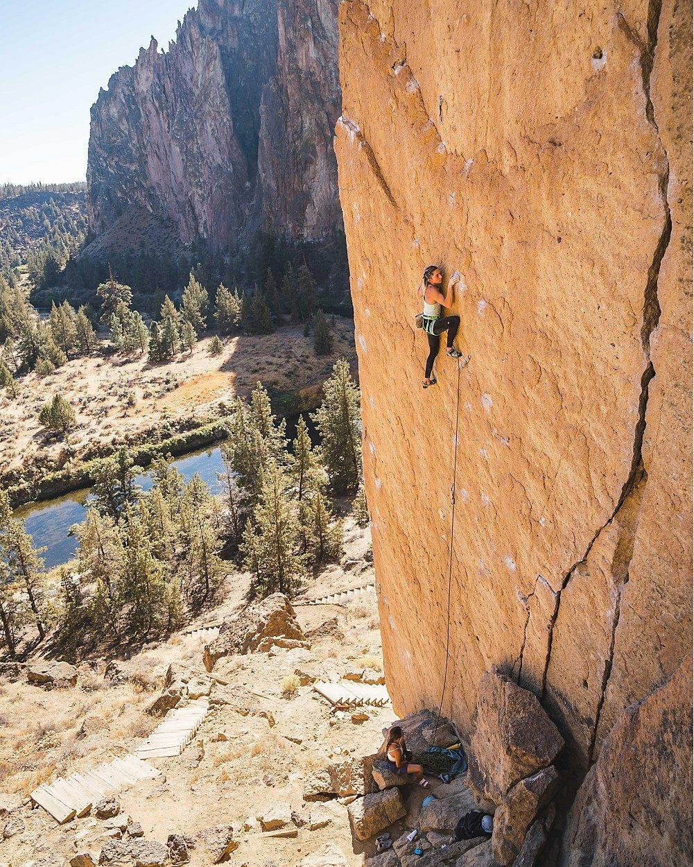 Kyra Condie climbing in Bend, Oregon.
