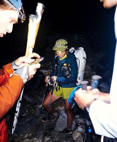 Backpacking at night.