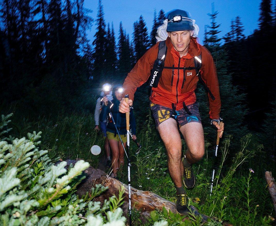 Backpacking at night shot.