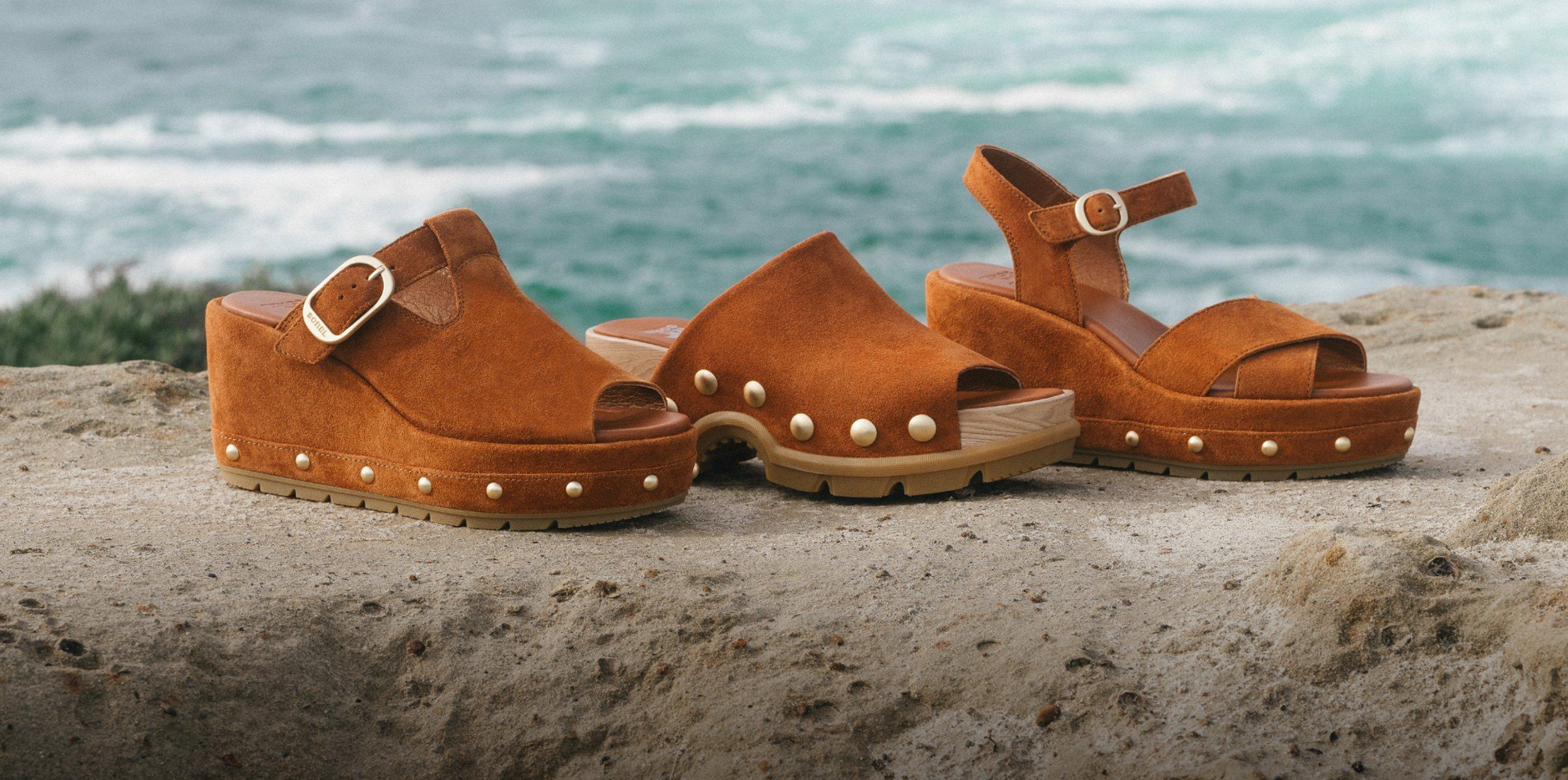ice tea sandal styles laid in a row 