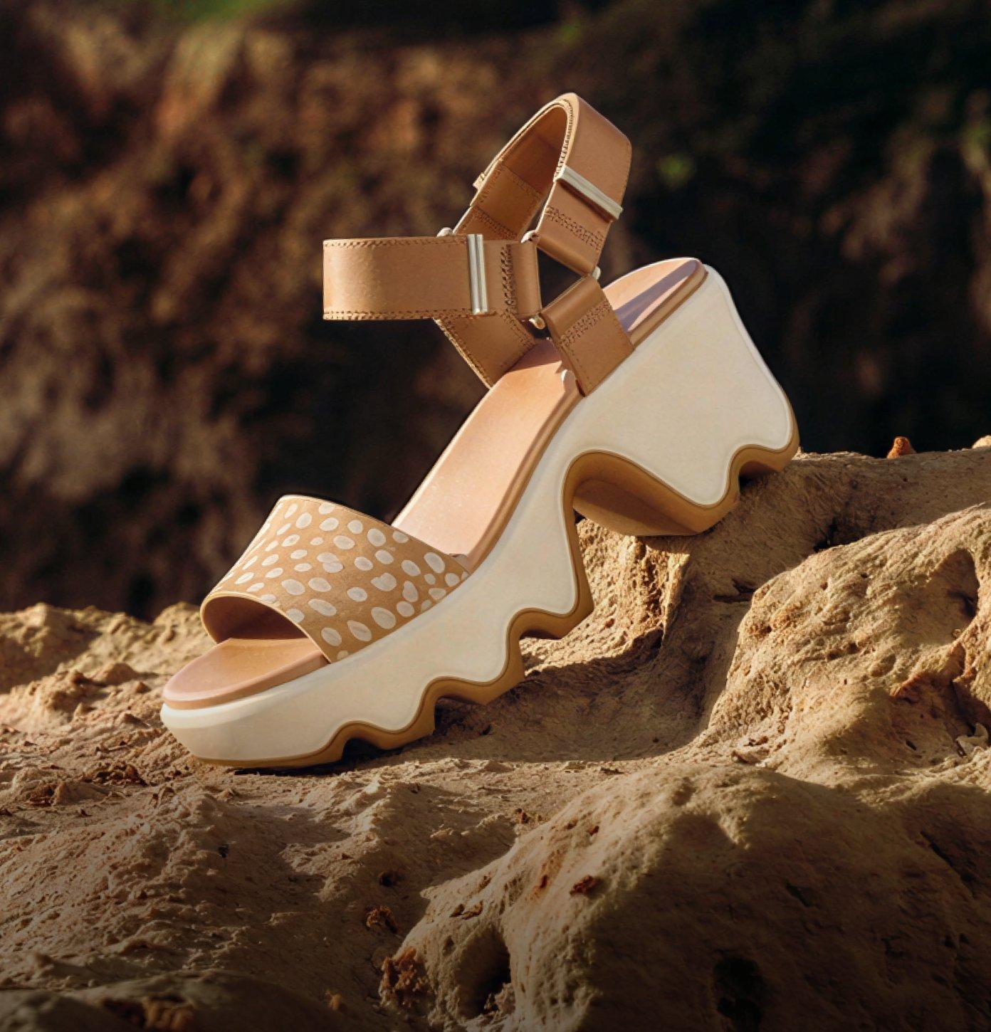 kinetic sandal sitting on a rock