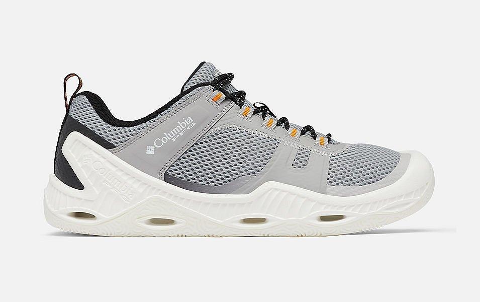 Product shot of Columbia Sportswear’s Men’s Low Drag PFG shoe set against a white background.