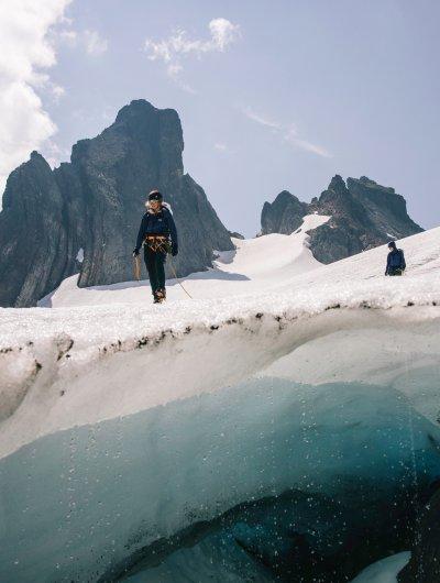 Standing on top of a glacier in the northern Cascades.