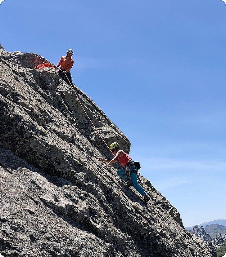Aimee on belay with a participant from the program