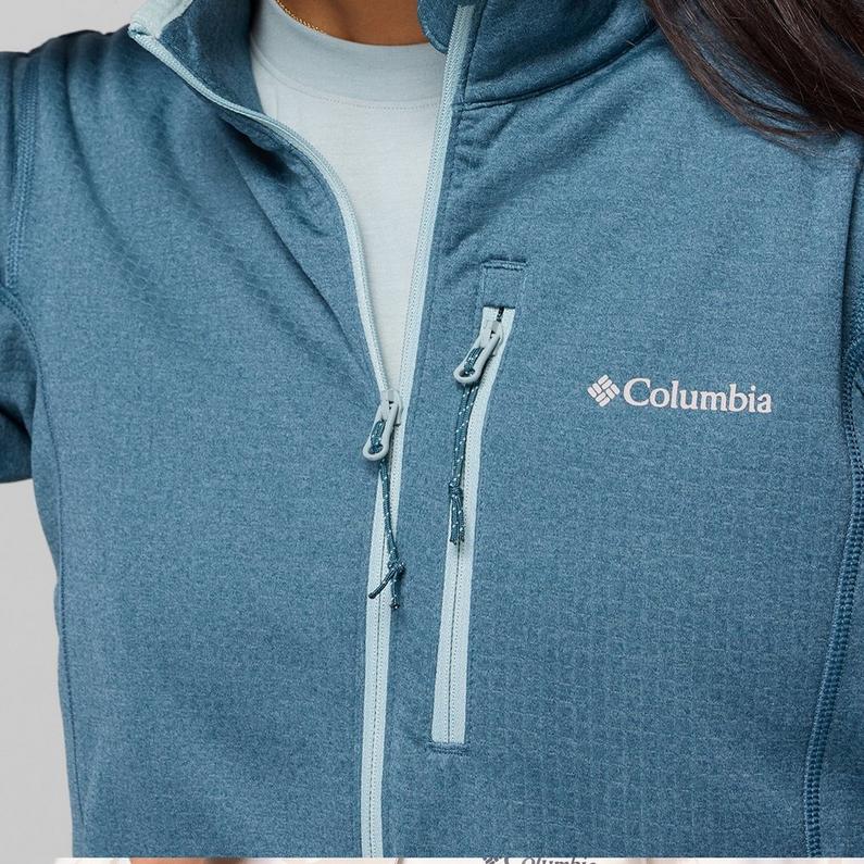 Close up of zippered chest pocket.