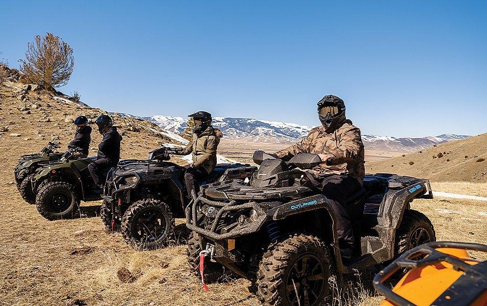Four people riding quads outside Livingston, Montana. 