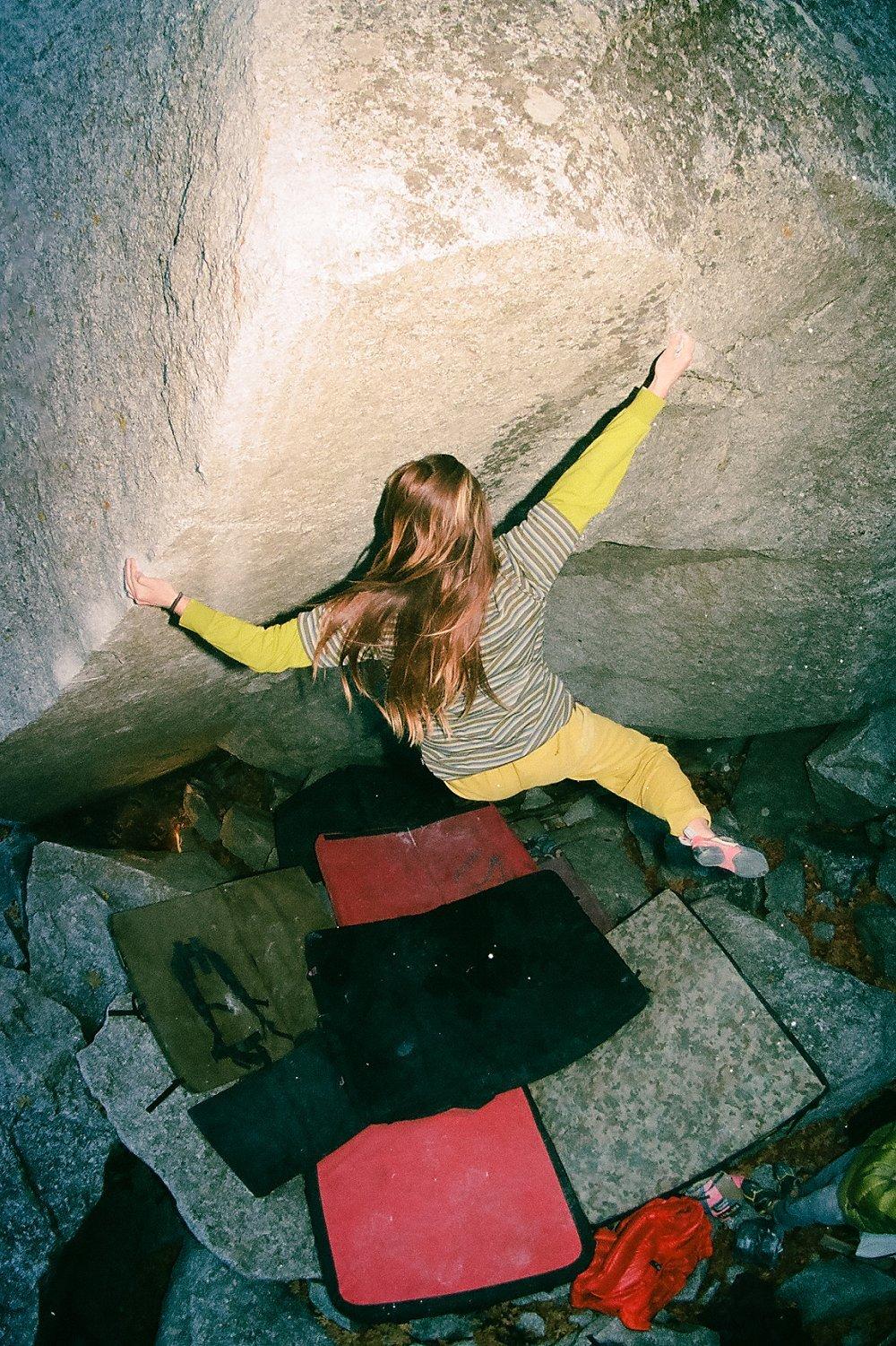 Bouldering at night in the Rockrydge pants.