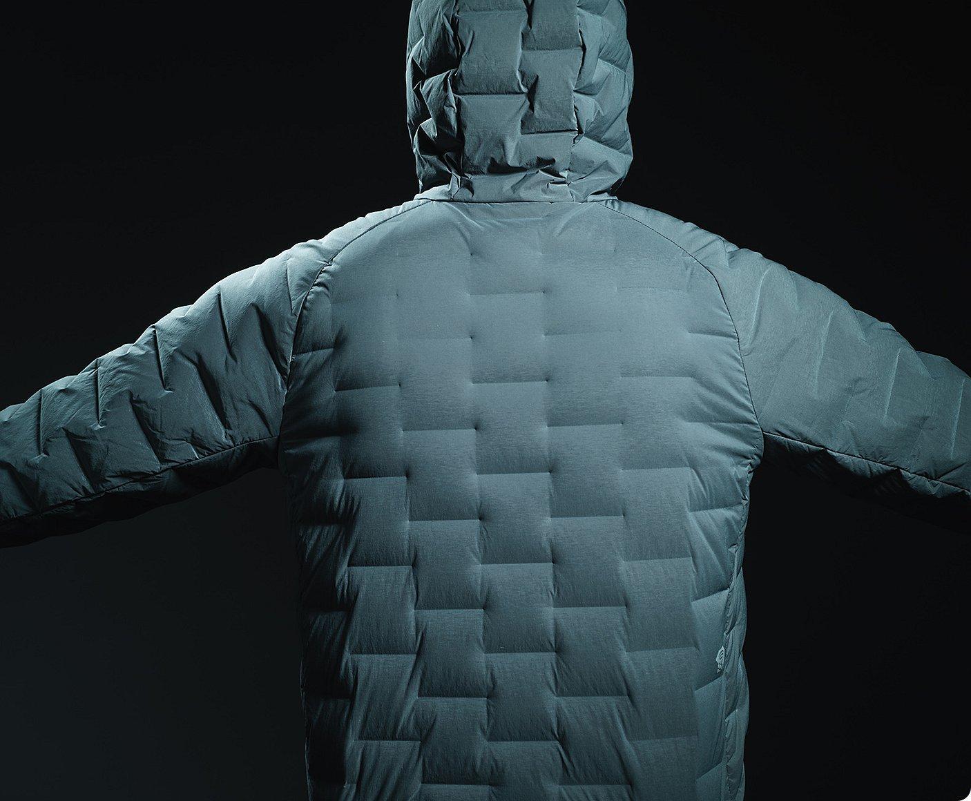 closeup detail of the stretchdown jacket