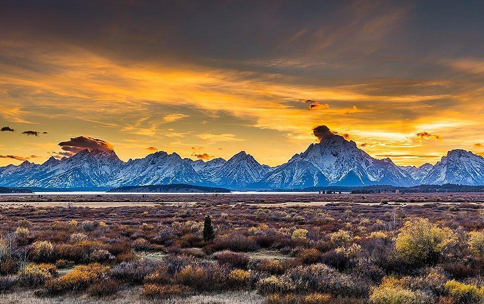  A gorgeous expanse of mountains is pictured in the distance at Wyoming’s Grand Teton National Park.

 