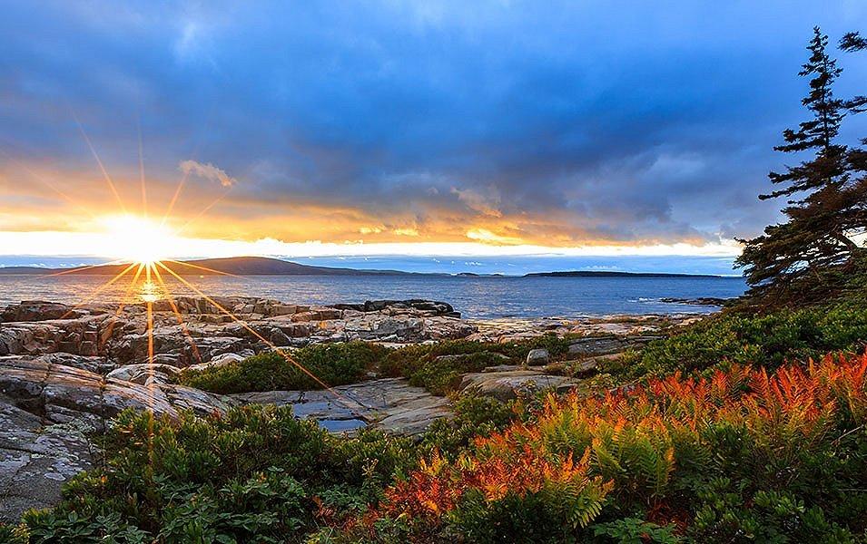 A beautiful fall coastline is pictured at Acadia National Park in Maine. 