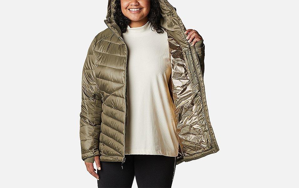 Woman wearing a Joy Peak Hooded Jacket.