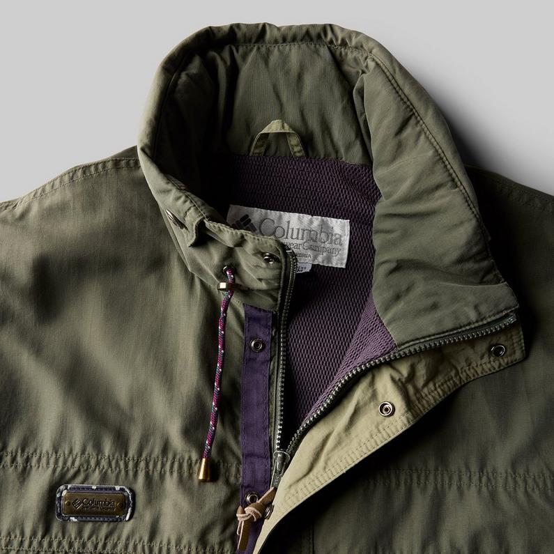 Close up of a vintage Columbia jacket.