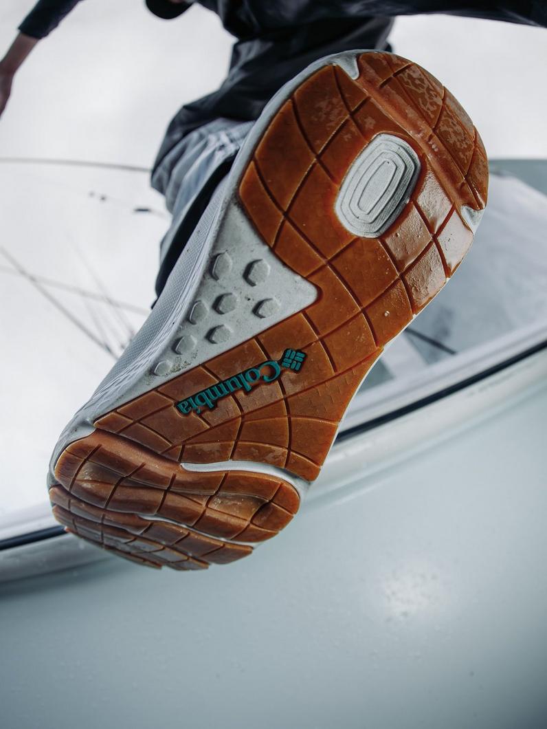 Close-up of the tread of a white Dry Tortugas boot.