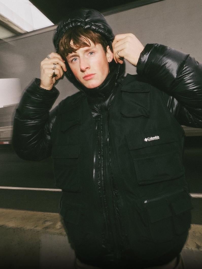 Man in black Columbia puffer jacket